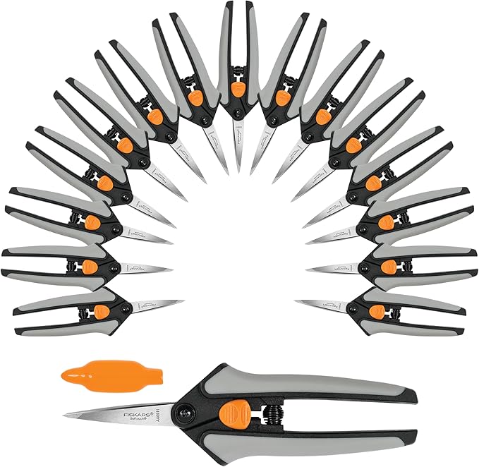 Fiskars 15pc Micro-Tip Pruning Snip Set, Precision Stainless Steel Blades, Softgrip Handles for Deadheading, Trimming &amp; Shaping Small Plants