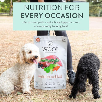 WOOF Freeze Dried Dog Food - Wild Brushtail Recipe, High Protein Dog Treats, Dog Food Toppers &amp; Meals, 2.2 lb
