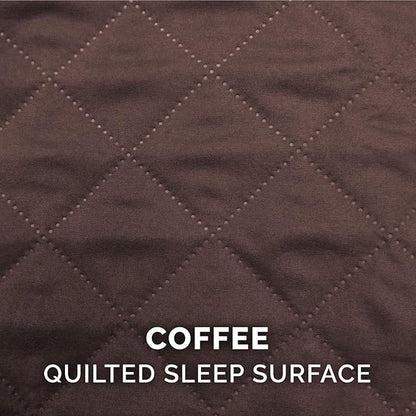 Furhaven Pillow Dog Bed for Large Dogs w/ Removable Bolsters &amp; Washable Cover - Quilted Sofa - Coffee, Jumbo/XL