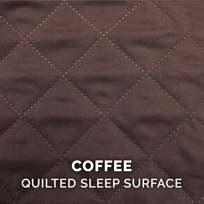 Furhaven Pillow Dog Bed for Large/Medium Dogs w/ Removable Bolsters &amp; Washable Cover - Quilted Sofa - Coffee, Large