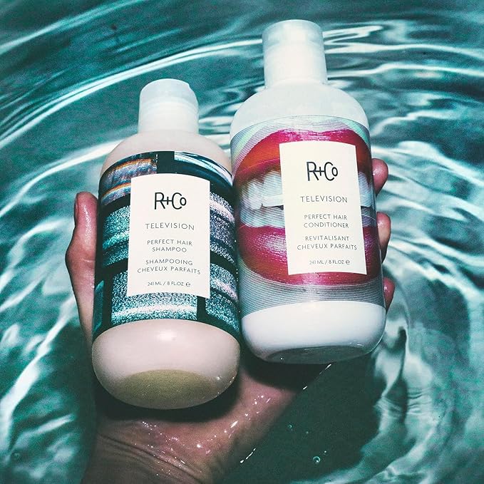 R+Co Television Perfect Hair Shampoo &amp; Conditioner Set + Sample (0.5oz) | Lightweight + Smoothing + Volume | Vegan + Cruelty-Free | 8.5oz (pack of 2)