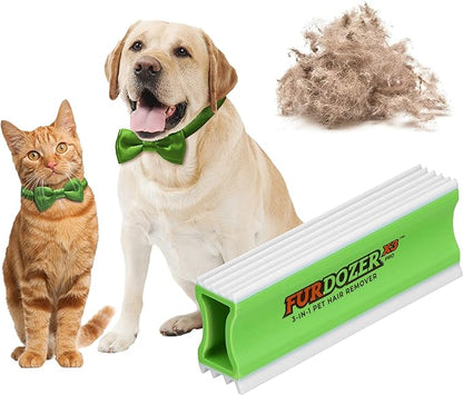 FurDozer X3 PRO Pet Hair Remover &amp; Auto Detailing Tool - Cat &amp; Dog Hair Remover for Carpets, Car Interiors, Couches, Bedding, &amp; Pet Furniture - Reusable Pet Hair Removal Tool for Dog Fur &amp; Lint, 5"