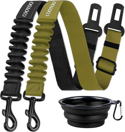COOYOO Dog Seat Belt,3 Piece Set Retractable Dog Car Adjustable Seatbelts for Vehicle Nylon Pet Safety Heavy Duty &amp; Elastic &amp; Durable Car Harness for Dogs