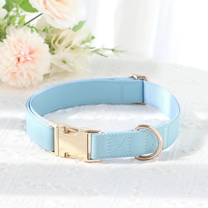 PET ARTIST Soft PU Leather Dog Collar for Small Dogs, Bright &amp; Classic Nylon Padded Durable Dog Collar Leather with Quick Release Metal Buckle Adjustable for Male Dogs, Neck Fit 9-14"