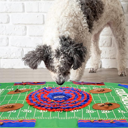 NFL Buffalo Bills Dog Snuffle Mat – Interactive Pet Slow Feeder, Football Field Design Food Puzzle Toy for Dogs &amp; Cats, Foraging Activity Mat for Smarter Feeding