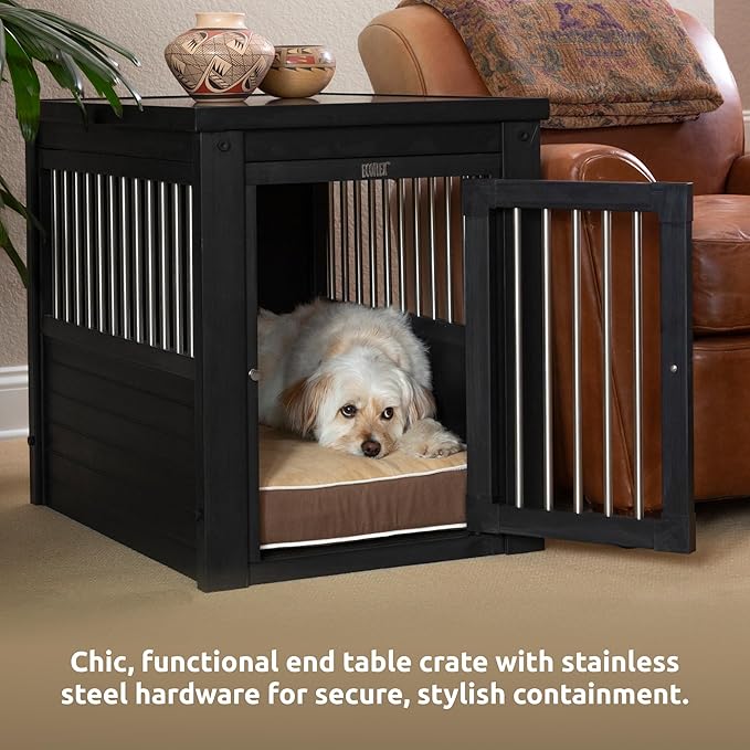 New Age Pet ECOFLEX Dog Crate End Table - Furniture-Style Pet Crate for Crate Trained Dogs - Stainless Steel Tubing &amp; a Latched Closure - 10 Year Manufacturer&