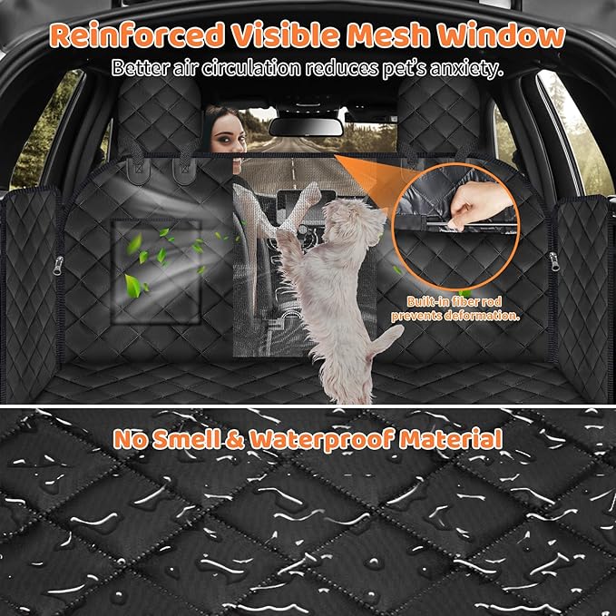 URPOWER Dog Back Seat Extender for Tesla Model Y, Hard Bottom Dog Car Seat Cover Holds 400 lbs, Waterproof Dogs Hammock for Car Pet Backseat &amp; Door Protector Dogs Car Bed for Model Y 2025-2020