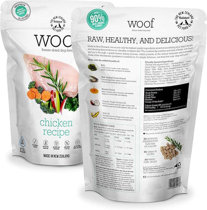 WOOF Freeze Dried Dog Food - Chicken Recipe, High Protein Dog Treats &amp; Snacks, Dog Food Toppers &amp; Meals, 2.2 lb