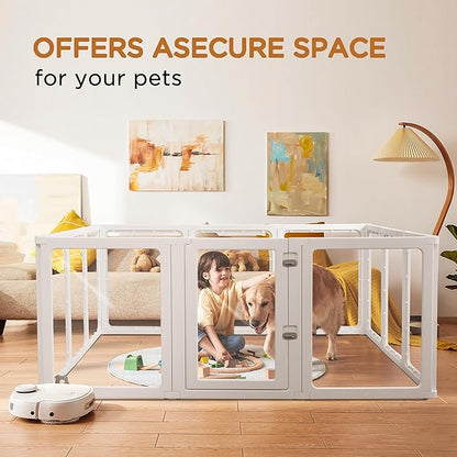 Citylife Clear Acrylic Plastic Dog Playpen Indoor,for Puppy Cat Rabbit Ferret Transparent Pet Pen,Easy Assemble Whelping Crate Kennel Cage Enclosure for Small &amp; Medium Dogs 12 Panels
