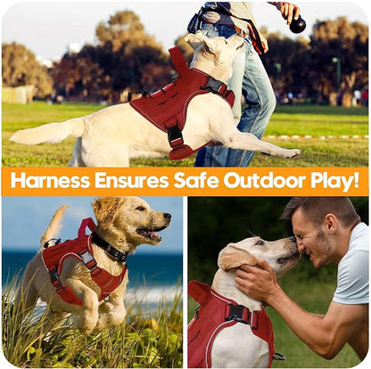 Heavy-Duty Tactical Dog Harness for Large Dogs, No Pull Adjustable Reflective Pet Vest with Molle System, K9 Military-Grade Control for Service Training, Outdoor &amp; 10+ Breeds, Red, Medium