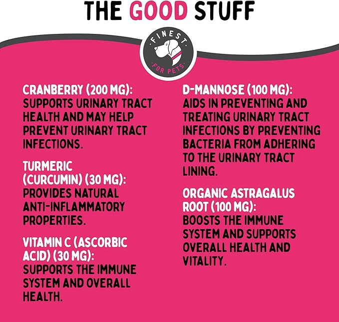 Bladder Health Dog &amp; Cat UTI Remedy - Cranberry Supplement for Pet, Bladder, Kidney Support &amp; Urinary Tract Health Powder with Cranberry &amp; D-Mannose (120g - 120 Scoops)