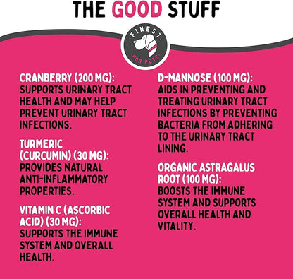 Bladder Health Dog &amp; Cat UTI Remedy - Cranberry Supplement for Pet, Bladder, Kidney Support &amp; Urinary Tract Health Powder with Cranberry &amp; D-Mannose (120g - 120 Scoops)