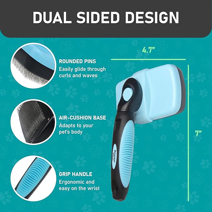 Maxpower Planet Pet Grooming Brush - Double Sided Shedding and Dematting Undercoat Rake Comb for Dogs and Cats,Extra Wide (C2 - Brush &amp; Comb, Large)