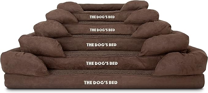 The Dog’s Bed Orthopedic Dog Bed Medium Brown Plush 25.5x20, Premium Memory Foam, Pain Relief: Arthritis, Hip &amp; Elbow Dysplasia, Post Surgery, Lameness, Veterinary Approved, Waterproof Washable Cover