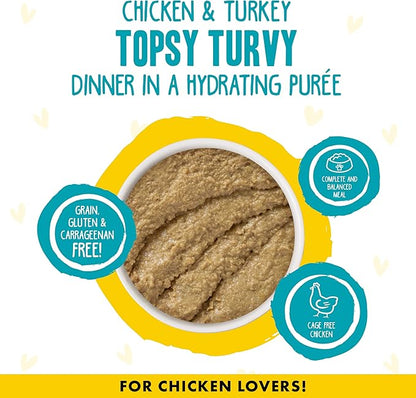 Weruva B.F.F. Play - Best Feline Friend Paté Lovers, Aw Yeah!, Chicken &amp; Turkey Topsy Turvy with Chicken &amp; Turkey, 5.5oz Can (Pack of 8)