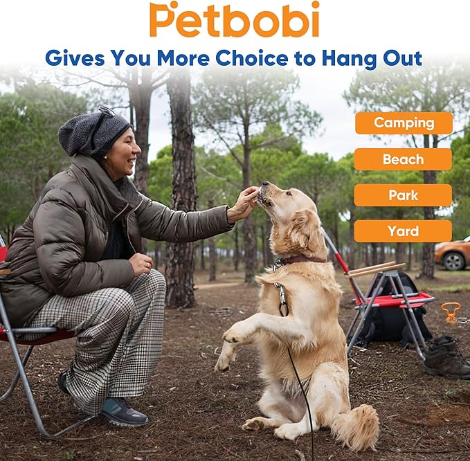 Petbobi Heavy Duty Dog Tie Out Cable and Stake - 40FT Steel Wire Dog Leads for Large Dogs Up to 300lbs, Anti Rust Spiral Stake with Strong Leash &amp; 360° Swivel Hooks - Ideal for Yard, Outdoor &amp; Camping