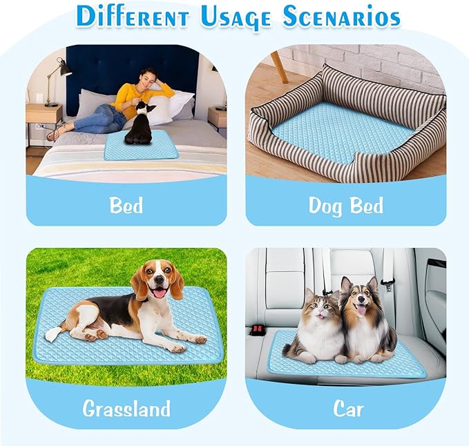 Pet Cooling Mat for Dogs &amp; Cats - Washable Dog Cooling Mat Portable Pet Cool Pads Blanket for Indoor &amp; Outdoor Car Seats
