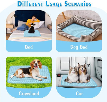 Pet Cooling Mat for Dogs &amp; Cats - Washable Dog Cooling Mat Portable Pet Cool Pads Blanket for Indoor &amp; Outdoor Car Seats