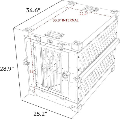 Heavy Duty Fully Collapsible Powder-Coated Aluminum Dog Crate - Medium (Gray)