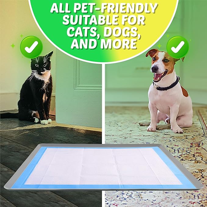TidyFriend Pee Pad Holder Tray 30 x36 Inches, Puppy Pad Holder, Easy to Clean and Store Pee Pad Holder for Dogs, Silicon Training Pad Holder, No Spill Puppy Pad Holder (Light Grey)