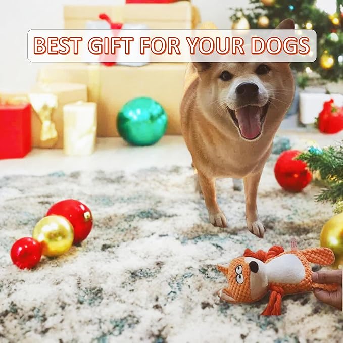Nana Petit Fox Squeaky Dog Toys for Small &amp; Medium Dogs – Plush Chew Toy, Interactive Puppy Teething Toys for Aggressive Chewers, Cute Stuffed Animal for Play, Training &amp; Indoor Fun