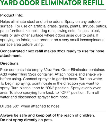 NaturVet – Yard Odor Eliminator | Eliminate Stool and Urine Odors from Lawn and Yard | Designed for Use on Grass, Plants, Patios, Gravel, Concrete &amp; More | 16 oz Refill