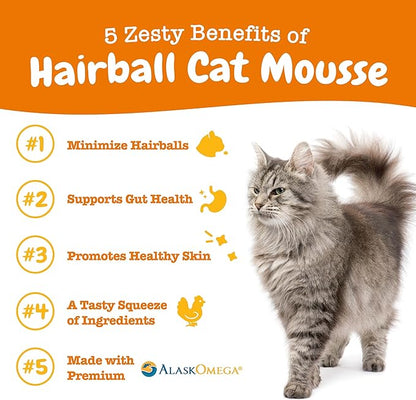 Zesty Paws Hairball Cat Mousse - Lickable Cat Treats Squeeze Up - Squeeze Furball Control - Puree Tube Treats for Digestive Support - Skin &amp; Gut Health - Chicken 3ct