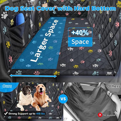 URPOWER Back Seat Extender for Dogs - Hard Bottom Dog Car Seat Cover Holds 400 lbs, Waterproof Dog Hammock Dogs Bed for Cars, SUVs &amp; Small Trucks, Pet Backseat Protector with Mesh Window &amp; Large Space