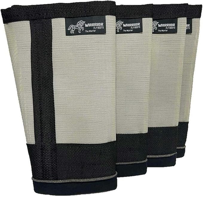 Warrior Fly Boots for Horses - Breathable Mesh Horse Boots for Fly Protection &amp; Leg Comfort - Set of 4 (The Warrior, Gray)