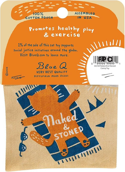 Blue Q Naked &amp; Stoned Catnip Cat Toy. Premium Organic Catnip Grown in The USA, 100% Cotton Pouches, Kitty Graphics Sure to Delight Every Cat-Keeper.