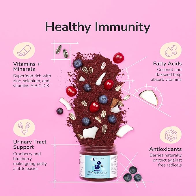 kin+kind Superfood Supplement Set for Dogs &amp; Cats - Boost Immunity, Promotes Healthy Skin &amp; Coat, Hip &amp; Joint, Healthy Digestion - Made in USA - Superset (4 x 8 oz)