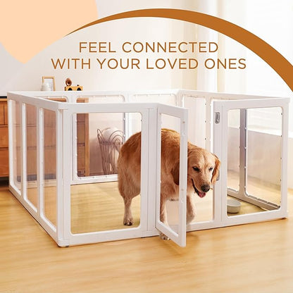 Citylife Clear Acrylic Plastic Dog Playpen Indoor,for Puppy Cat Rabbit Ferret Transparent Pet Pen,Easy Assemble Whelping Crate Kennel Cage Enclosure for Small &amp; Medium Dogs 12 Panels