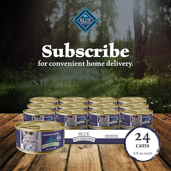 Blue Buffalo Wilderness High-Protein &amp; Grain-Free Wet Cat Food Paté for Adult Cats 7+, Made with Natural Ingredients, Chicken Recipe, 3-oz. Cans (24 Count)