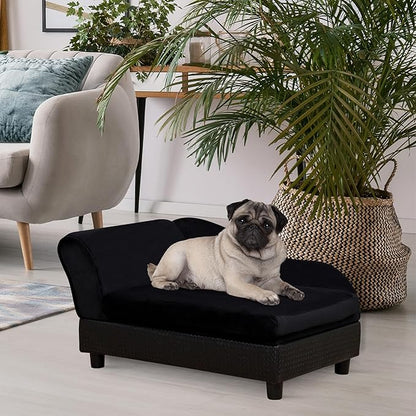 PawHut Luxury Fancy Dog Couch with Hidden Storage, Small Dog Sofa Bed with 2" Soft Foam, Modern Pet Furniture for Puppies &amp; Little Breeds, Black
