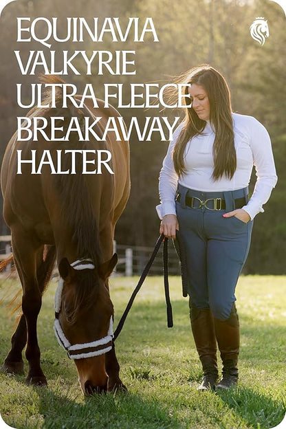 Equinavia Valkyrie Soft Ultra Fleece Padded Adjustable Breakaway Horse Halter - Brown/Ivory White - Warmblood