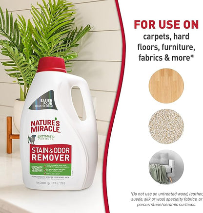 Nature’s Miracle® Stain &amp; Odor Remover, Tough on Dog Urine, Feces, Vomit, Drool and Other Organic Stains and Odors, 1 Gallon