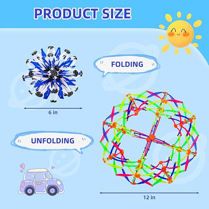 2Pcs Colorful Sphere Expandable Breathing Balls Fidget Toy-Great Anxiety Stress Reliever,Collapsible Expanding Magic Ball Toys for Kids &amp; Adults Mindfulness Meditation Practices , Yoga -ADHD
