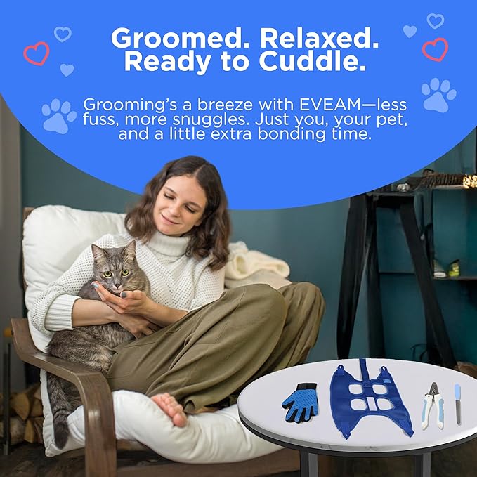 Pet Grooming Hammock for Cats &amp; Small Dogs – Nail Clipping Kit with Sling, Clippers, File, Glove, Straps &amp; Carabiners – Ideal for Trimming &amp; Ear Cleaning – [S/XS] (Pink, Extra-Small)