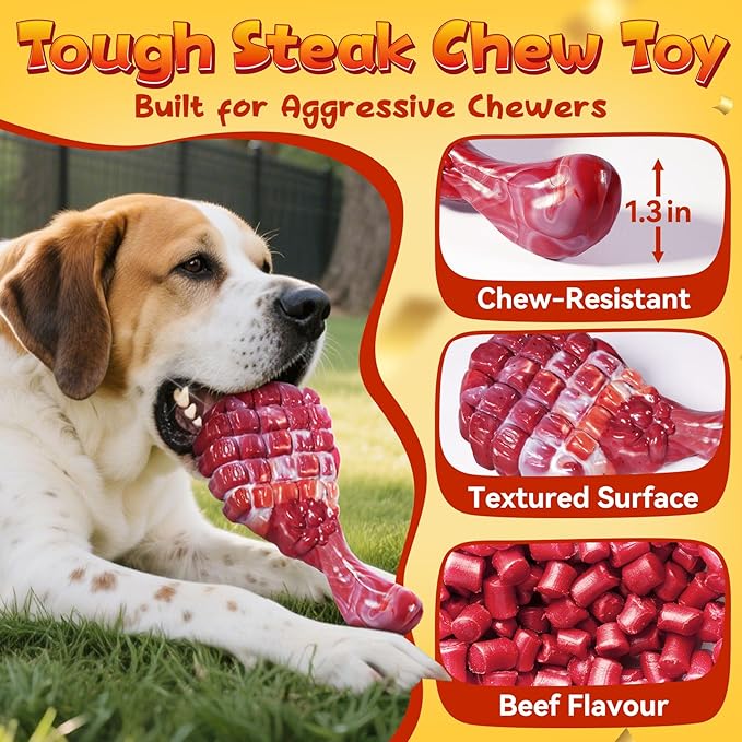 KIPRITII 12-Pack Large Dog Chew Toys for Aggressive Chewers - Includes Indestructible Chew Bone, Interactive Tug Toys, Squeaky Toys, Great for Medium &amp; Large Breeds Dog