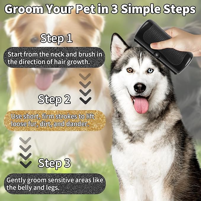 Deshedding Dog Brush - Pet Grooming Tool for Dogs &amp; Cats, Removes Loose Hair on Short &amp; Long Coats, Easy to Clean