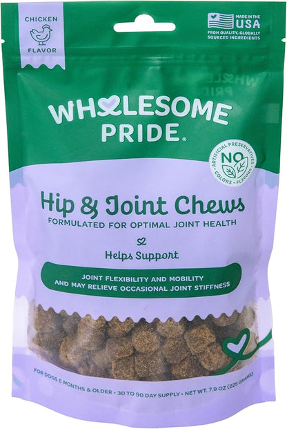 Wholesome Pride Hip &amp; Joint Supplement for Dogs – 90 Soft Chews – Glucosamine, Chondroitin, MSM &amp; Turmeric – Mobility Support &amp; Arthritis Relief for Growing, Adult &amp; Senior Dogs