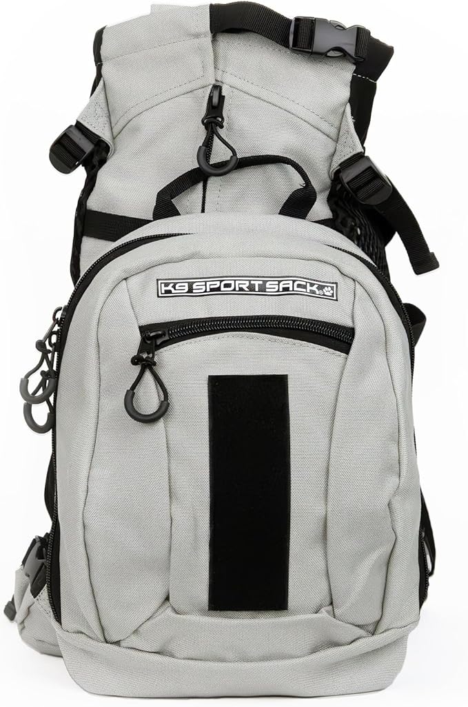 K9 Sport Sack Plus 2 - Small, Light Grey - Ideal for Dogs 13-16” Long - Adjustable, Backpack-Style Carrier with Multi-Functional Storage Pack, Thick Shoulder Straps &amp; Padded Back Panel