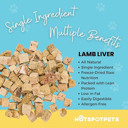 hotspot pets Lamb Liver Treats, 1LB Bag, All Natural Grain-Free Cat &amp; Dog Training Topper Snack, Single Ingredient, Made in USA