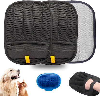 2PCS Pet Hair Remover, Electrostatic Pet Hair Removal Gloves, Reusable Cat &amp; Dog Hair Remover for Couch, Furniture, Carpet, Curtain, Upgraded Animal Fur Removal Tool, Cat Grooming Gloves