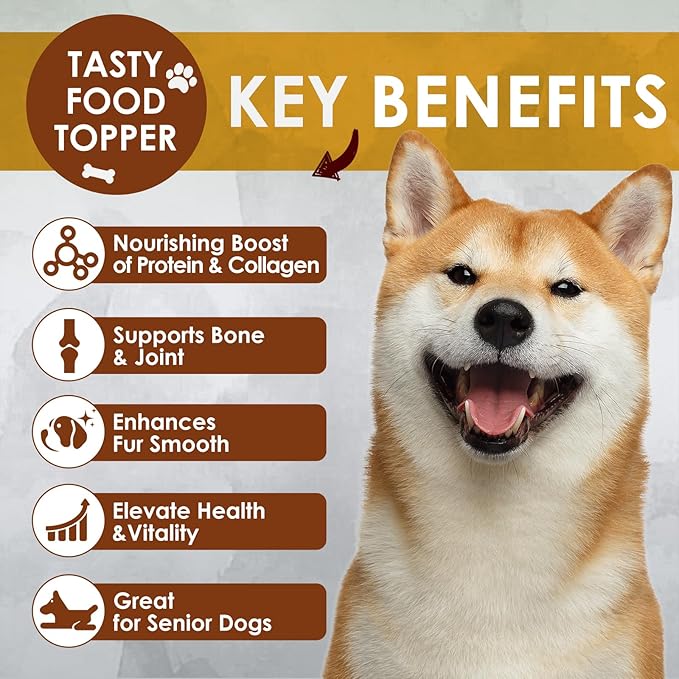 Zammex Grass-Fed Beef Bone Broth Protein Powder for Dogs &amp; Cats - Joint &amp; Bone Support, Healthy Fur Enhancer, Pet Food Topper for Dry &amp; Wet, 10.58oz