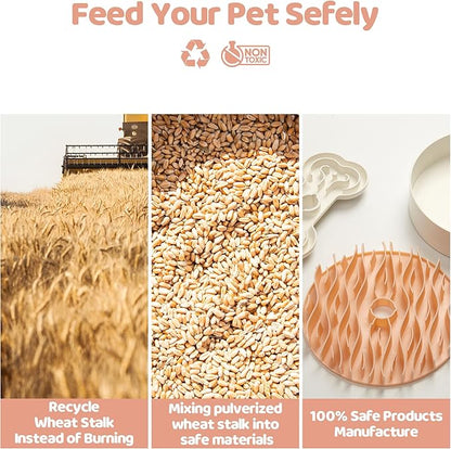 Slow Feeder Dog Bowl for Large Dogs with Non-Slip Base - Adjustable Speed Design, Removable Puzzle Inserts &amp; Dishwasher Safe, Pink