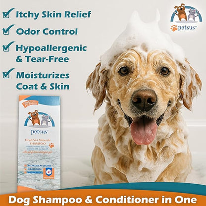 Hypoallergenic Dog &amp; Cat Shampoo and Conditioner – All-Natural Itchy Skin Relief for Allergies | Puppy Safe | Soothing with Tea Tree Oil, Aloe Vera, and Oatmeal for Sensitive Skin