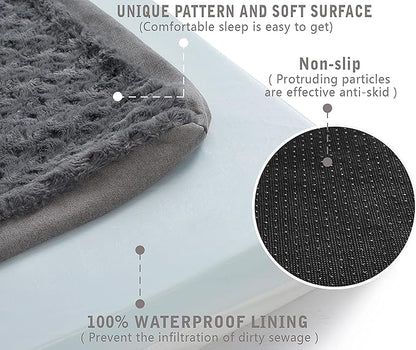 Orthopedic Memory Foam Bed for Large Dogs, Waterproof Cooling Pet Mats for Crate with Removable Washable Cover,Ideal for Arthritic Dogs (Large plus-36"x 27" x 3", Rose Plush)