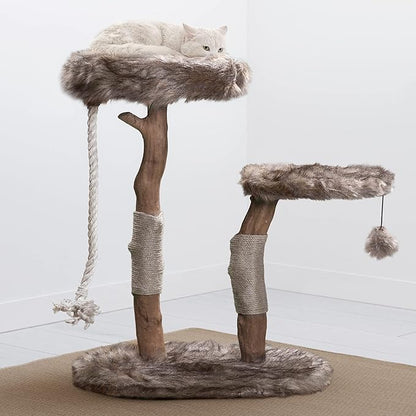 Mau Lifestyle Modern Cat Tree Tower - Natural-Branch Cat Condo &amp; Luxury Wood Cat Scratching Tree - Luxury Cat Gifts by Mau Lifestyle