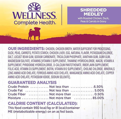Wellness Petite Entrées Shredded Medley with Roasted Chicken, Duck, Peas &amp; Carrots, 3-Ounce Cup (Pack of 12)